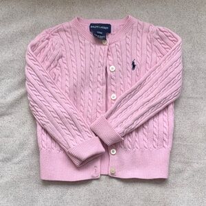 Infant Baby Ralph Lauren Pink Cable Knit Cardigan